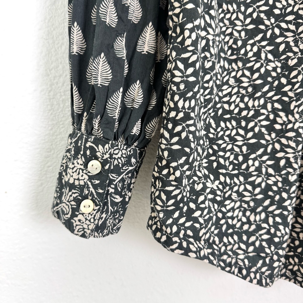 Faherty Adalyn Batik Leaf Print Button Front Boho… - image 7